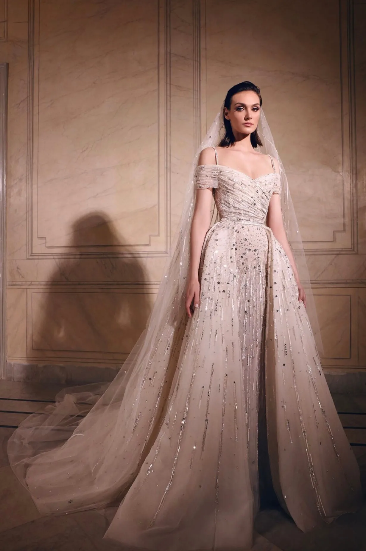 “STARRY NIGHT” LONG - MERMAID - OVERSKIRT (with veil)