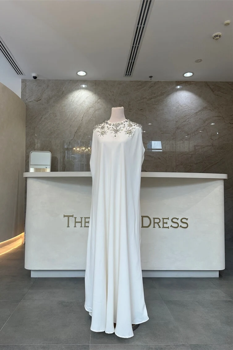 “FLORAL BEADS”-BEIGE-ABAYA