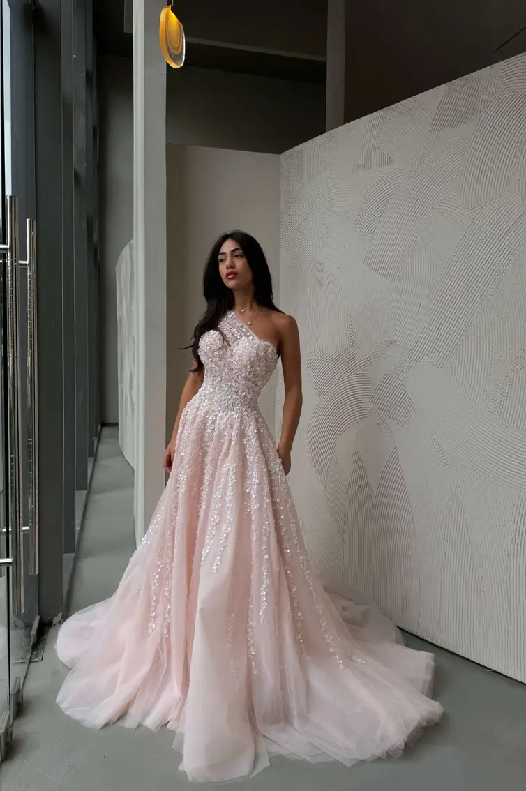 “LUCY” - LONG - CORSET - ONE SHOULDER - A LINE - FLOWY - CAPE