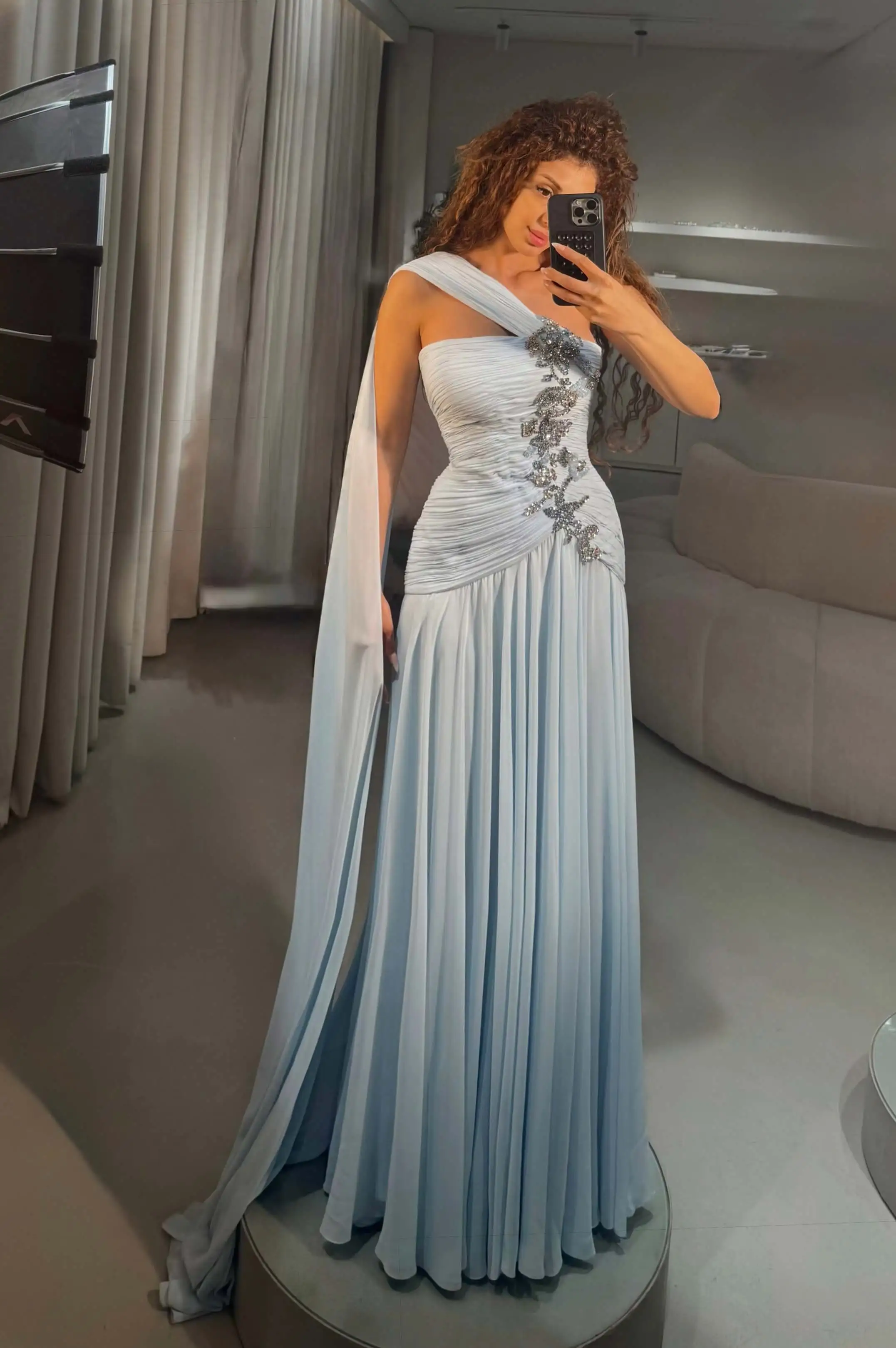 “BLUE STARS” - LONG - ONE SHOULDER - FLOWY