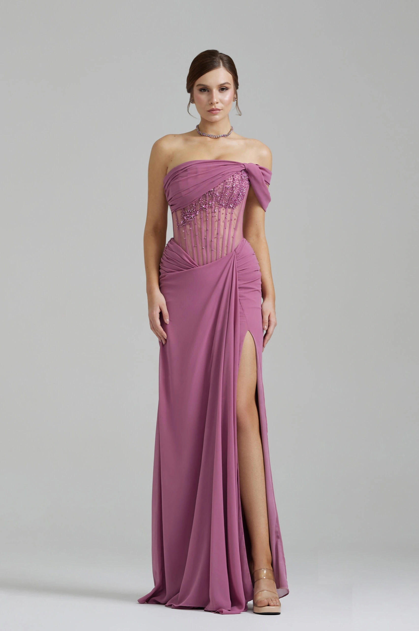 “ ARIA “ BY ÔZÉ - LONG - OFF SHOULDER - ASYMMETRICAL - STRAIGHT CUT