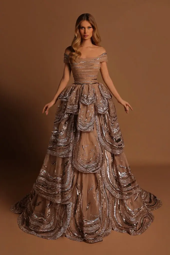 “SHEILA”- LONG- OFF SHOULDER- PRINCESS CUT