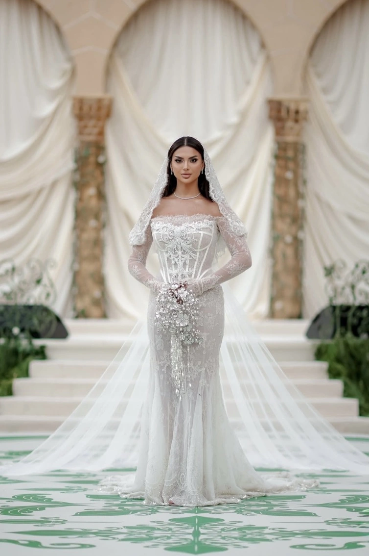 “ Dentelle Étoilée ” - LONG - LONG SLEEVES - OFF SHOULDER - MERMAID 
