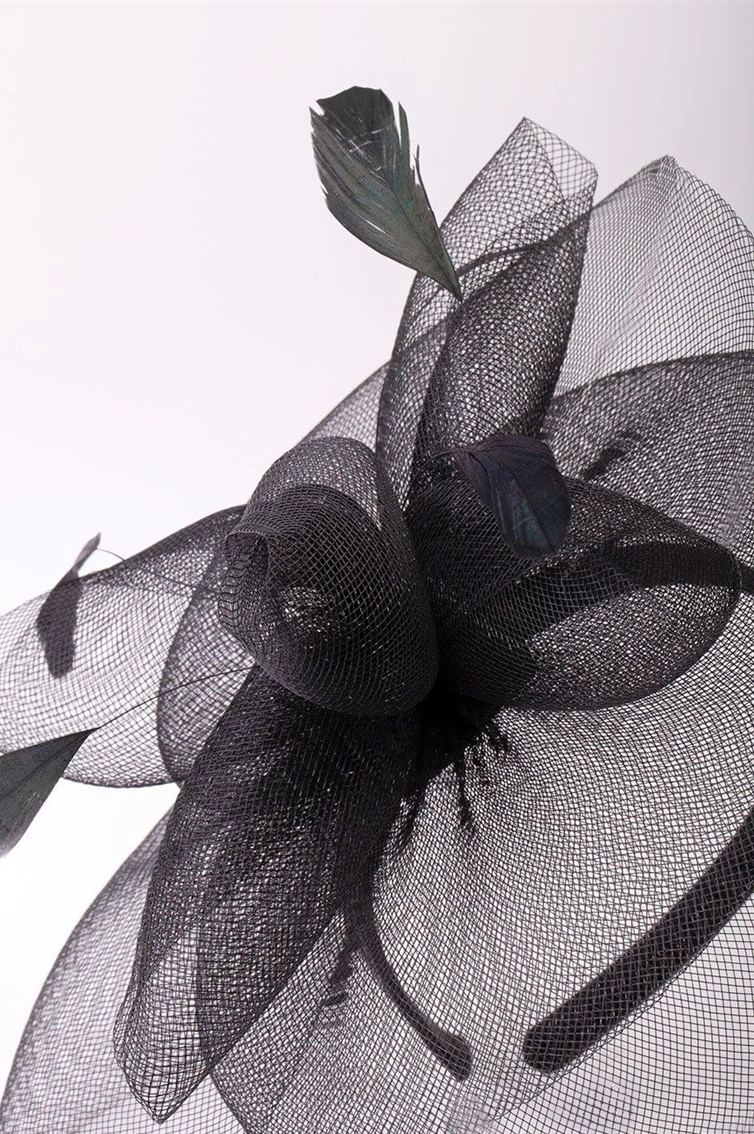 BLACK -FEATHER- FASCINATOR 