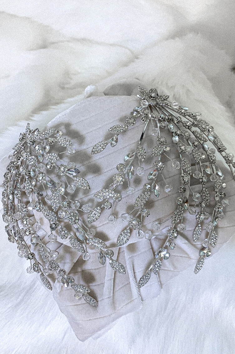 HEADPIECE -  SILVER - WINGS - 2 SIDES 