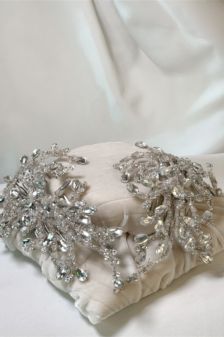 HEADPIECE - SILVER - 2  SIDES  - SWAROVSKI