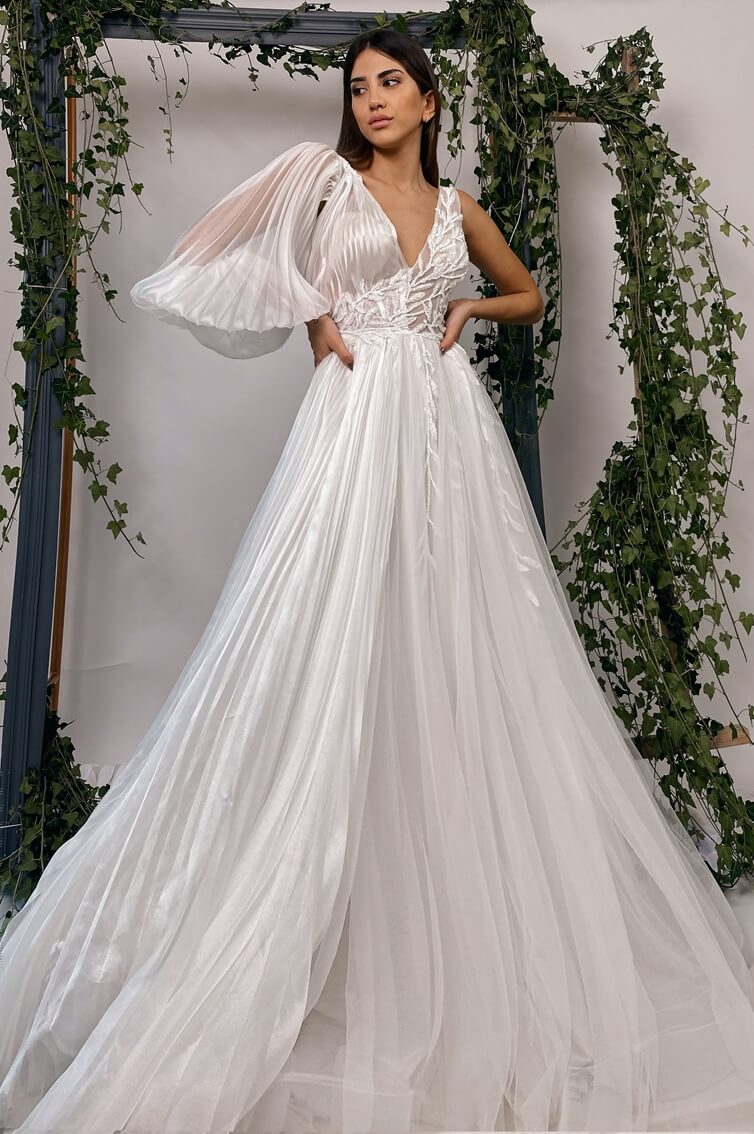 ''LILY'' BY TAGHRID EL HAGE - LONG -V-CUT-ON SLEEVE -FLOWY 